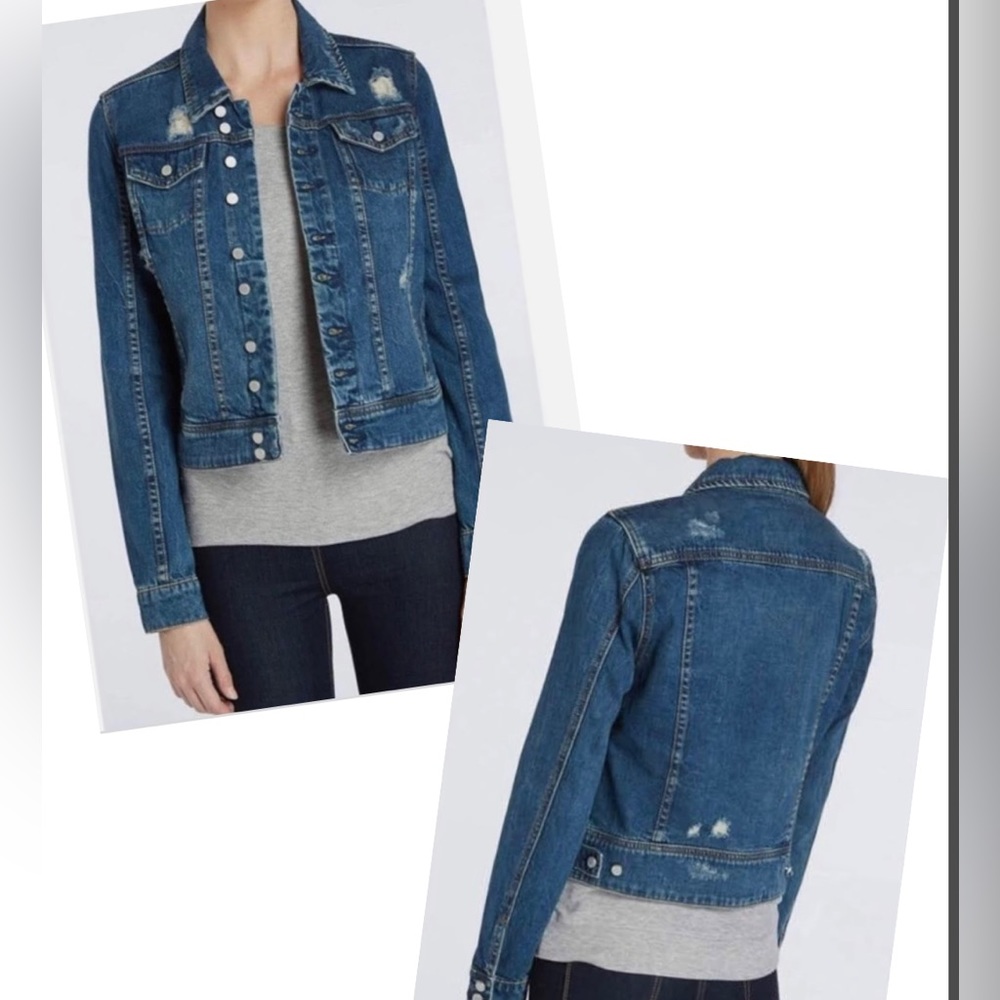 Blank NYC Distressed Jean Jacket Blue Denim Size Small